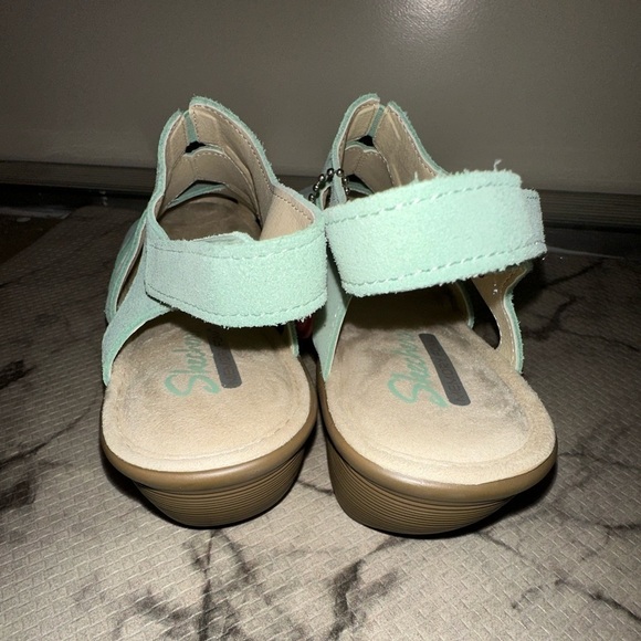 NWOT Skechers memory foam blue wedge comfort sandal 8.5 summer beach athleisure - Picture 8 of 9